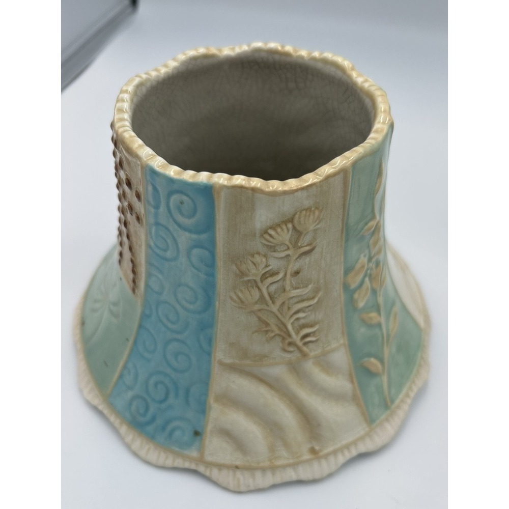 Yankee Candle shade "Patchwork" Dandelion Wildflower Country  Crackle Paint - Picture 10 of 11